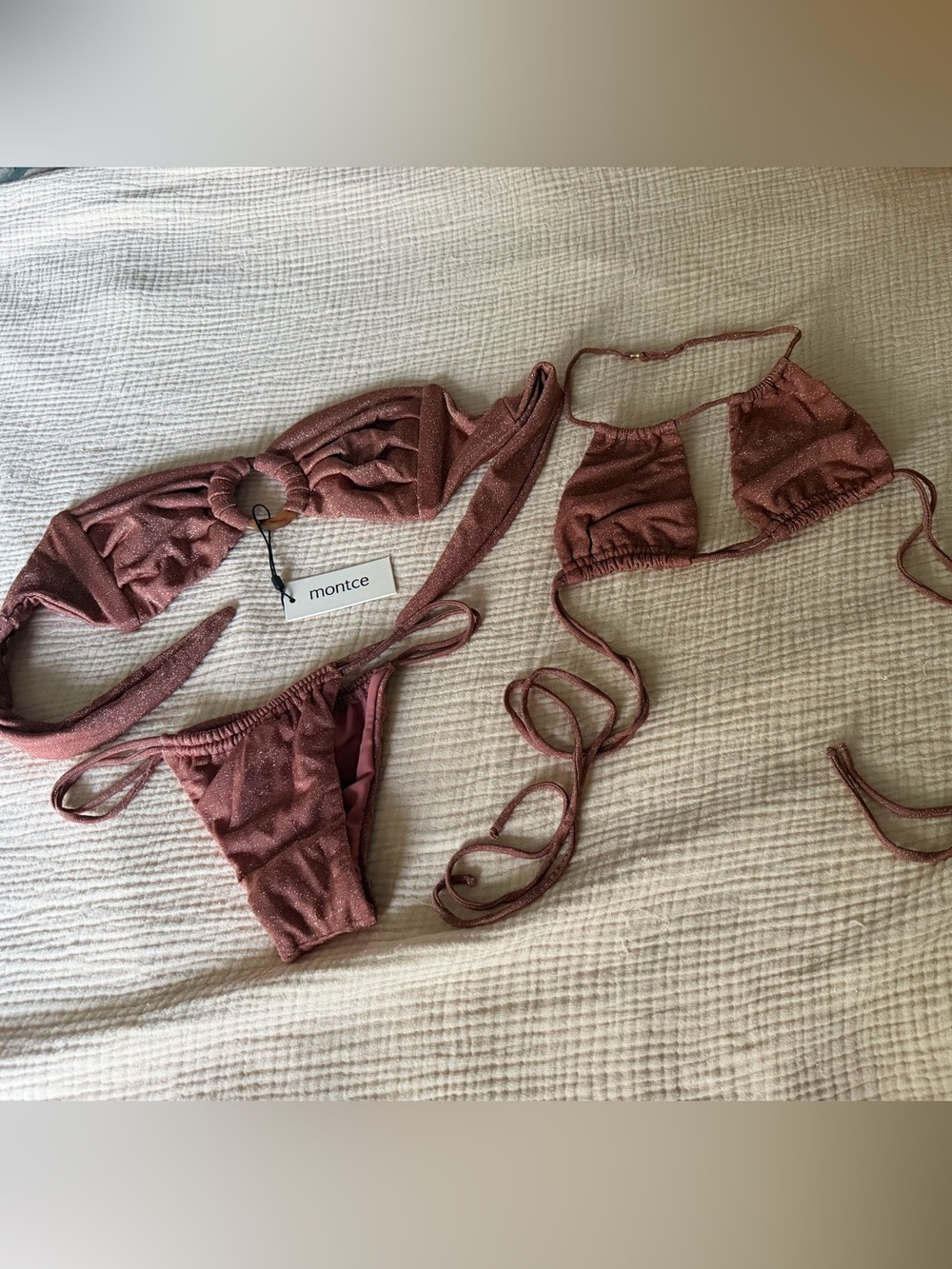 Montce Shimmer Mauve Bikini Set - 3 pieces
